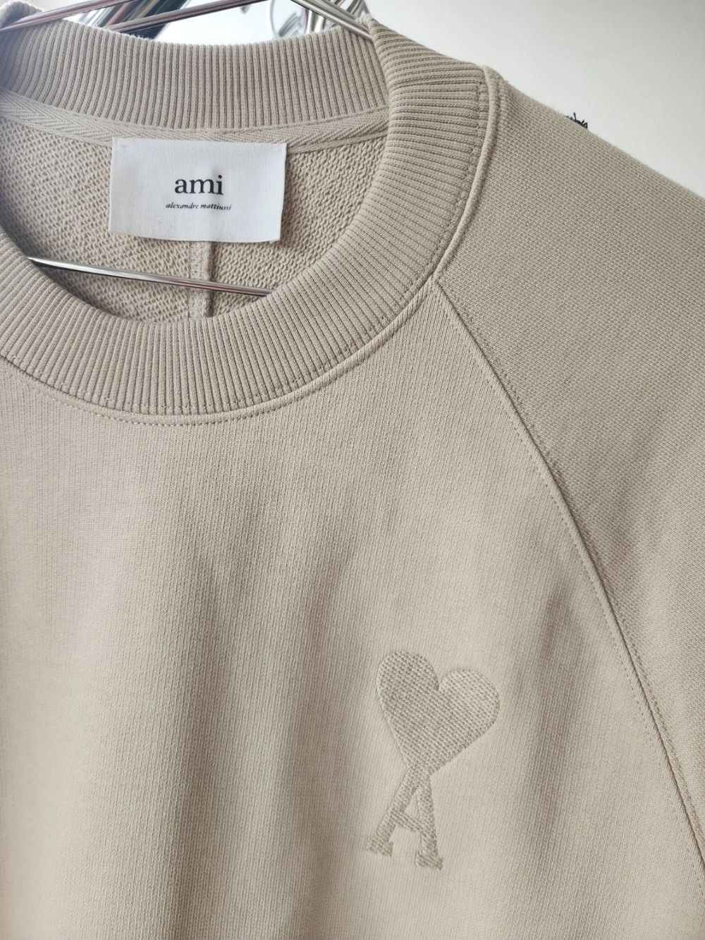 AMI Alexandre Mattiussi Beige Heart 'A' Logo Sweatshirt
